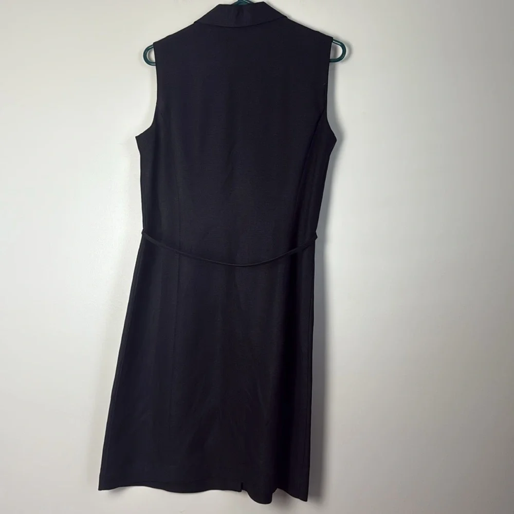 Emma James Black Sleeveless Sheath Button Down Dress with Collar and Belt - Picture 6 of 8